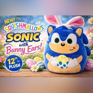 NEW Squishmallows Sonic with Bunny Ears – 12” Plush 🐰💙